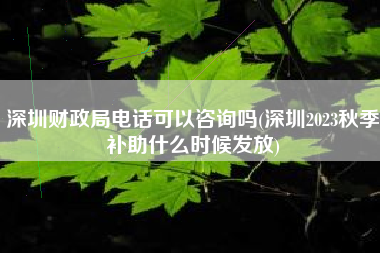 深圳财政局电话可以咨询吗(深圳2023秋季补助什么时候发放)
