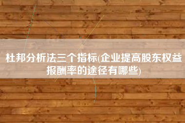 杜邦分析法三个指标(企业提高股东权益报酬率的途径有哪些)