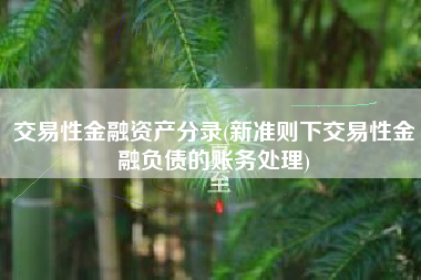 交易性金融资产分录(新准则下交易性金融负债的账务处理)