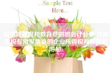 详细阅读:应交城建税和教育费附加会计分录(开增值税专用发票交的企业所得税和教育费附加) 应交城建税和教育费附加会计分录(开增值税专用发票交的企业所得税和教育费附加)