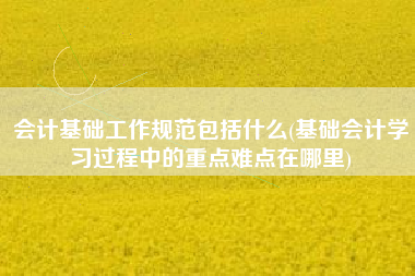 会计基础工作规范包括什么(基础会计学习过程中的重点难点在哪里)