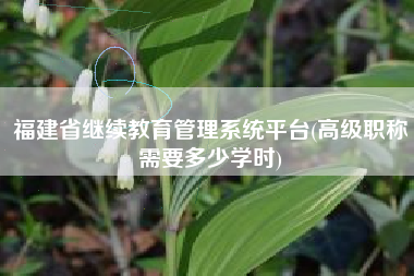 福建省继续教育管理系统平台(高级职称需要多少学时)