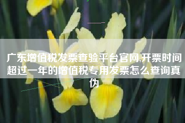 广东增值税发票查验平台官网,开票时间超过一年的增值税专用发票怎么查询真伪