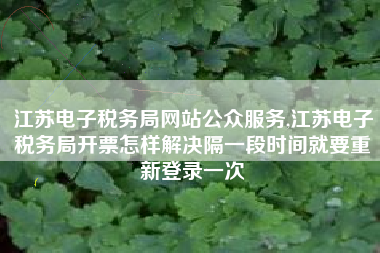 江苏电子税务局网站公众服务,江苏电子税务局开票怎样解决隔一段时间就要重新登录一次