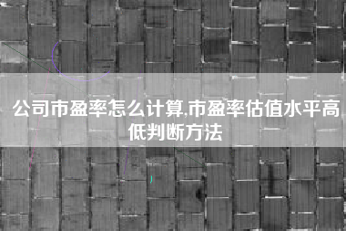 公司市盈率怎么计算,市盈率估值水平高低判断方法