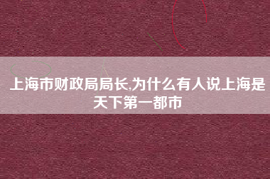 上海市财政局局长,为什么有人说上海是天下第一都市