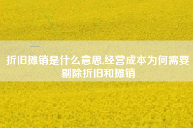 折旧摊销是什么意思,经营成本为何需要剔除折旧和摊销