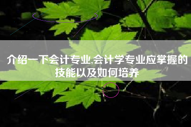 介绍一下会计专业,会计学专业应掌握的技能以及如何培养