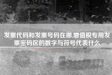 发票代码和发票号码在哪,增值税专用发票密码区的数字与符号代表什么