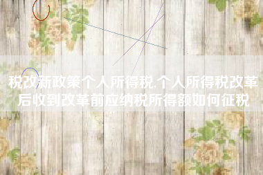 税改新政策个人所得税,个人所得税改革后收到改革前应纳税所得额如何征税