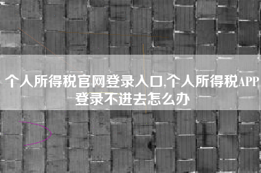 个人所得税官网登录入口,个人所得税APP登录不进去怎么办