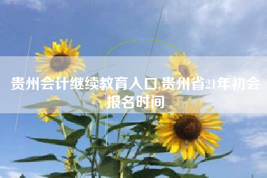 贵州会计继续教育入口,贵州省21年初会报名时间