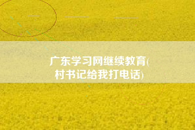广东学习网继续教育(
村书记给我打电话)