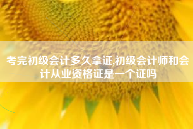 考完初级会计多久拿证,初级会计师和会计从业资格证是一个证吗