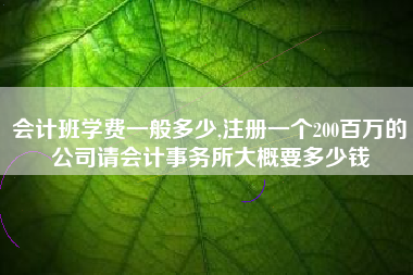 会计班学费一般多少,注册一个200百万的公司请会计事务所大概要多少钱
