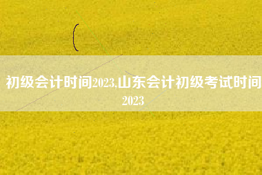初级会计时间2023,山东会计初级考试时间2023
