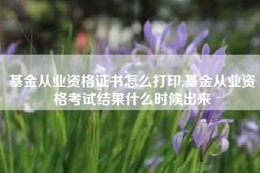 基金从业资格证书怎么打印,基金从业资格考试结果什么时候出来