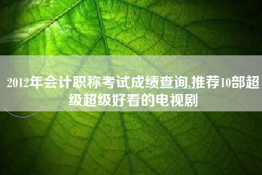 2012年会计职称考试成绩查询,推荐10部超级超级好看的电视剧