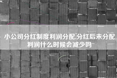 小公司分红制度利润分配,分红后未分配利润什么时候会减少吗