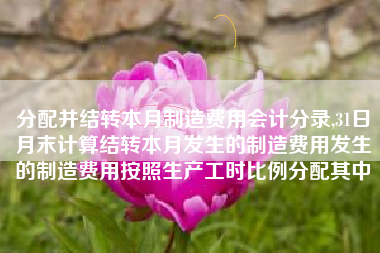 分配并结转本月制造费用会计分录,31日月末计算结转本月发生的制造费用发生的制造费用按照生产工时比例分配其中
