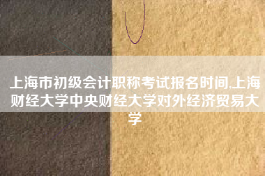上海市初级会计职称考试报名时间,上海财经大学中央财经大学对外经济贸易大学