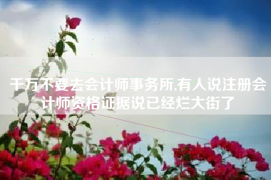 千万不要去会计师事务所,有人说注册会计师资格证据说已经烂大街了