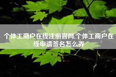 个体工商户在线注册官网,个体工商户在线申请签名怎么弄