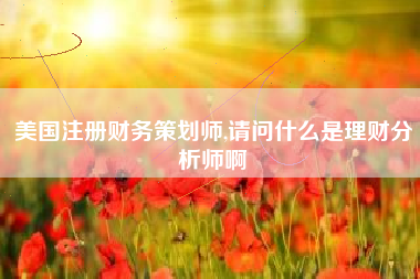 美国注册财务策划师,请问什么是理财分析师啊