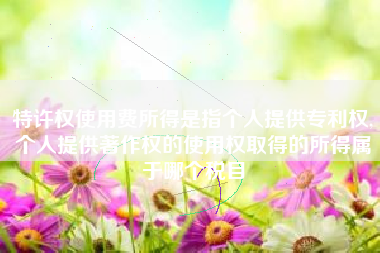 特许权使用费所得是指个人提供专利权,个人提供著作权的使用权取得的所得属于哪个税目