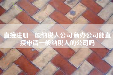 直接注册一般纳税人公司,新办公司能直接申请一般纳税人的公司吗