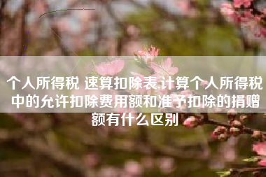 个人所得税 速算扣除表,计算个人所得税中的允许扣除费用额和准予扣除的捐赠额有什么区别