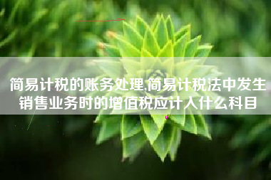 简易计税的账务处理,简易计税法中发生销售业务时的增值税应计入什么科目