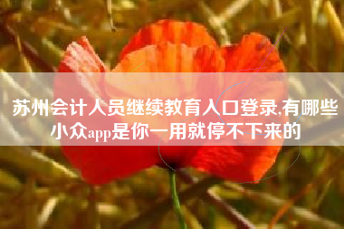苏州会计人员继续教育入口登录,有哪些小众app是你一用就停不下来的