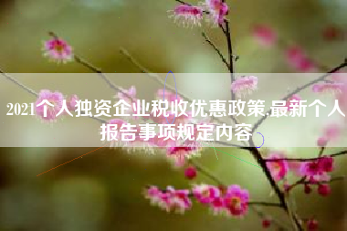 2021个人独资企业税收优惠政策,最新个人报告事项规定内容