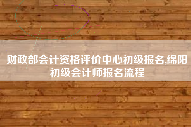财政部会计资格评价中心初级报名,绵阳初级会计师报名流程