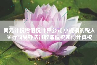 简易计税增值税计算公式,小规模纳税人实行简易办法征收增值税如何计算税