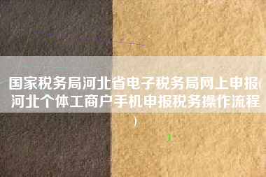 国家税务局河北省电子税务局网上申报(河北个体工商户手机申报税务操作流程
)