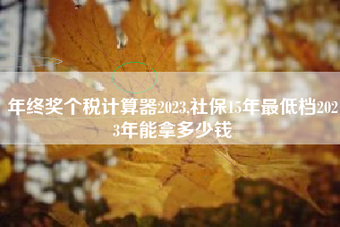 年终奖个税计算器2023,社保15年最低档2023年能拿多少钱