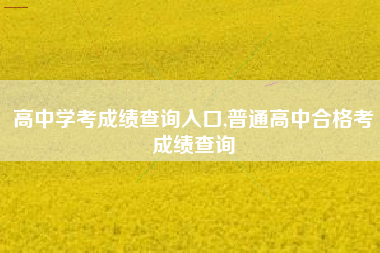 高中学考成绩查询入口,普通高中合格考成绩查询