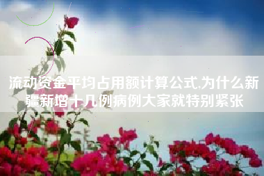 流动资金平均占用额计算公式,为什么新疆新增十几例病例大家就特别紧张
