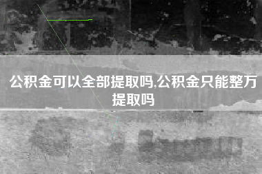 公积金可以全部提取吗,公积金只能整万提取吗