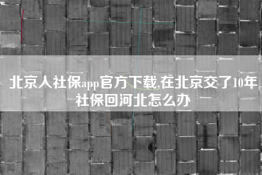 北京人社保app官方下载,在北京交了10年社保回河北怎么办