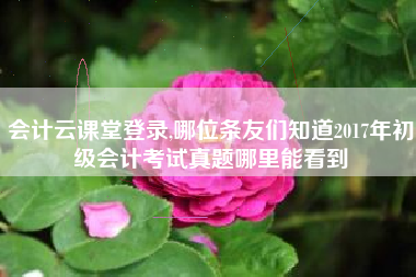 会计云课堂登录,哪位条友们知道2017年初级会计考试真题哪里能看到