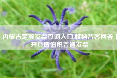 内蒙古定额发票查询入口,收稻智客问答丨开具增值税普通发票
