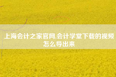 上海会计之家官网,会计学堂下载的视频怎么导出来