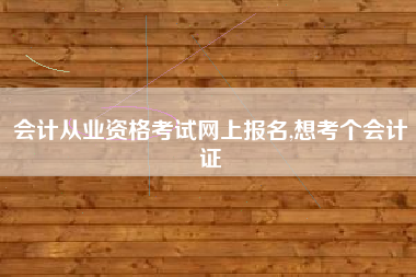 会计从业资格考试网上报名,想考个会计证