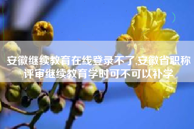 安徽继续教育在线登录不了,安徽省职称评审继续教育学时可不可以补学