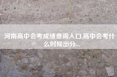 河南高中会考成绩查询入口,高中会考什么时候出分