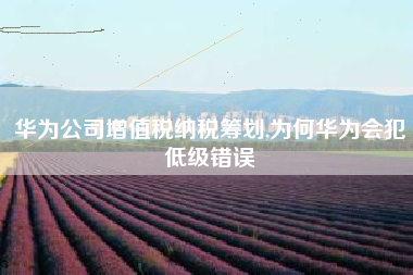 华为公司增值税纳税筹划,为何华为会犯低级错误