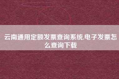 云南通用定额发票查询系统,电子发票怎么查询下载
